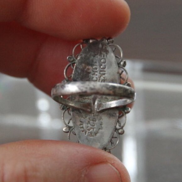 Abalone Mexico Silver Plate Filigree Ring Size 5.25 - Picture 5 of 10